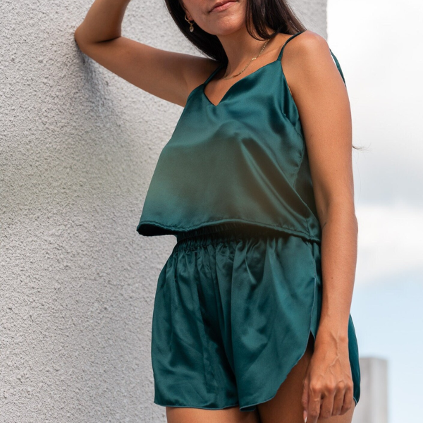 Elegant Mulberry Silk Sleep Shorts - High-Rise with Side Slits