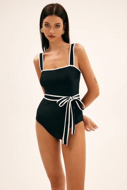 Sunbeam Contrast Belted One Piece Swimsuit