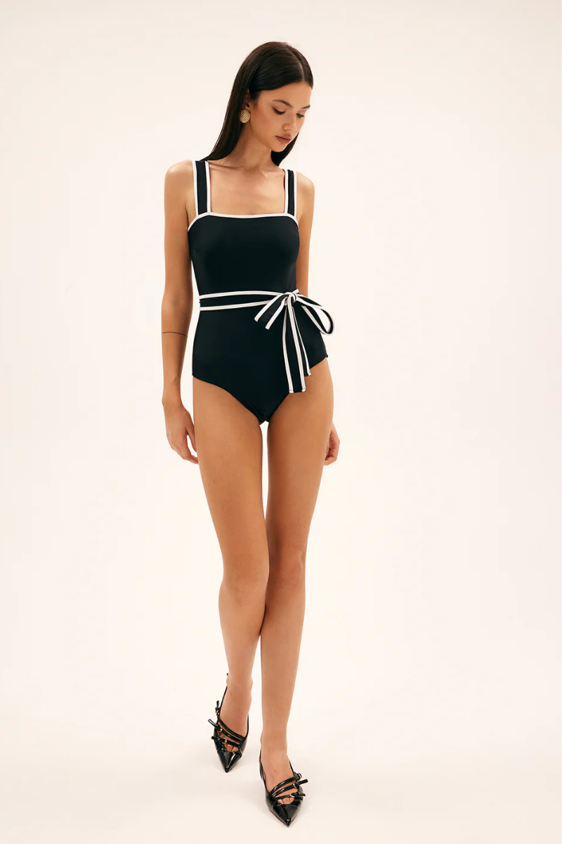 Sunbeam Contrast Belted One Piece Swimsuit