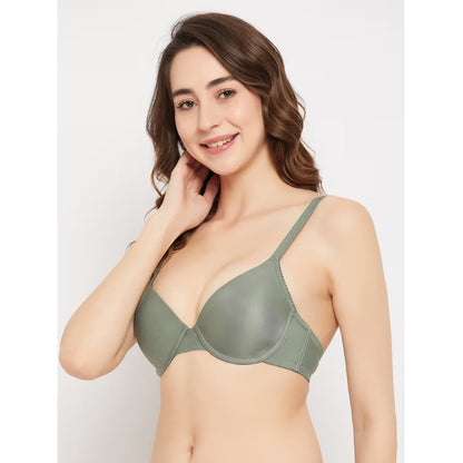 Push-Up Padded Underwired Demi Cup Front Open Plunge Bra in Magenta