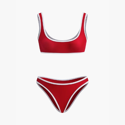 Contrast Trim Scoop Neck Bikini