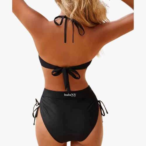 Black Mesh Cutout Ruched Drawstring Monokini