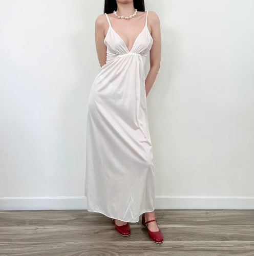 Lace Bust Detailing Slip Dress, Lingerie Maxi Night Gown