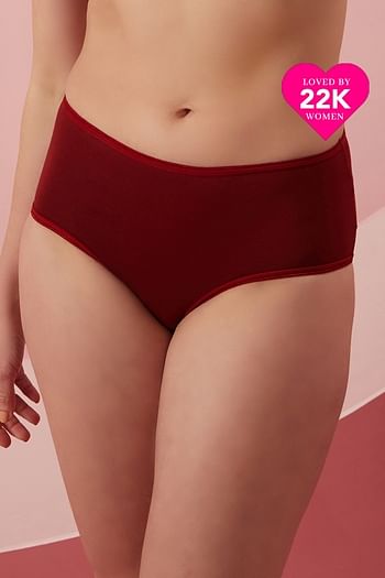 High Waist Hipster Panty in Maroon- Cotton