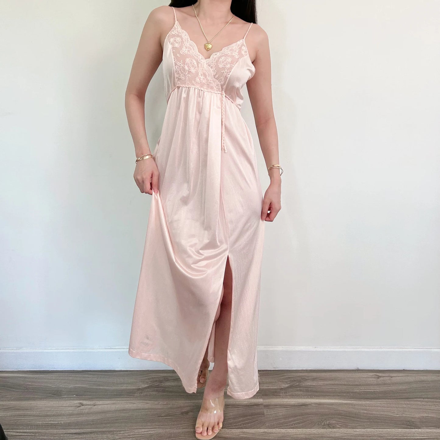 Vintage Pink & Lace Bust Detailing Slip Dress, Lingerie