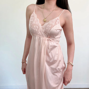 Vintage Pink & Lace Bust Detailing Slip Dress, Lingerie