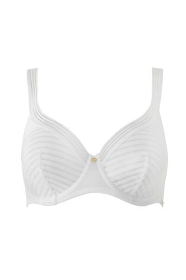 Stripe Plunge Underwired Bra - White